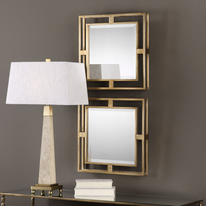 Uttermost Allick Square Mirrors in Gold - Set of 2