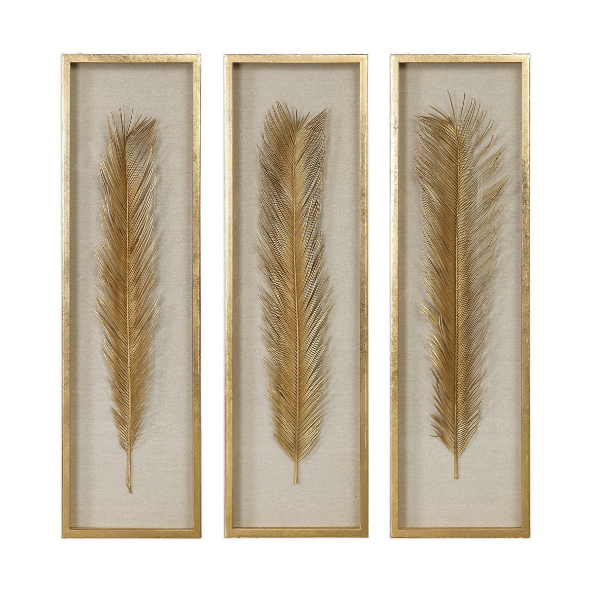 Palma Gold Leaf Shadow Box - Set of 3