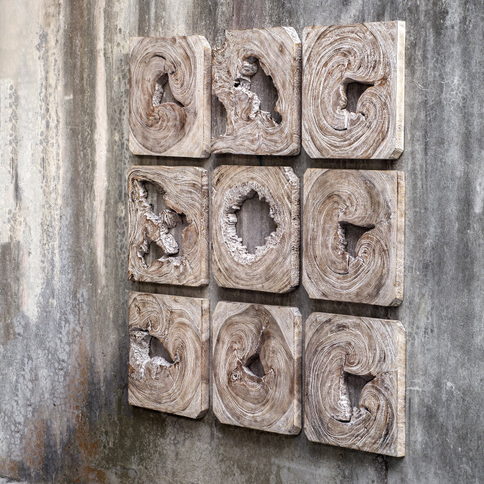 Uttermost Bahati Wood Set of 9 Wall Art