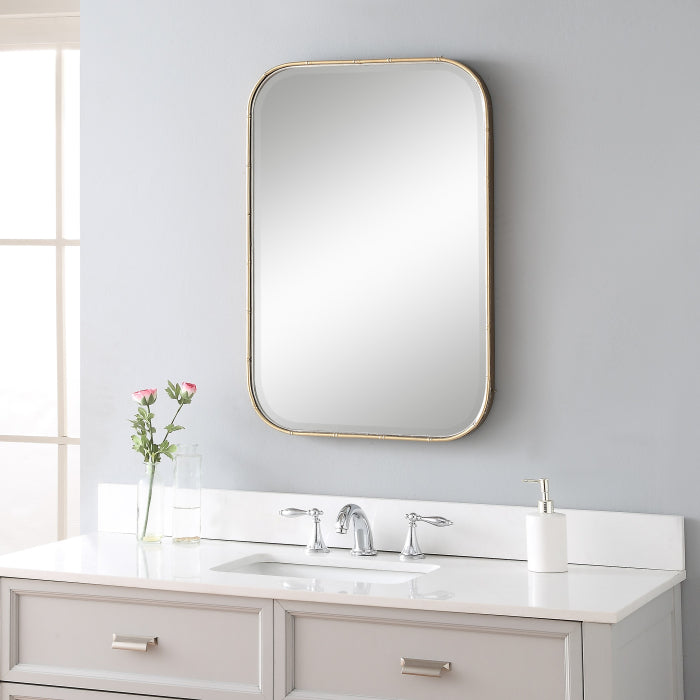 Uttermost Malay Rectangular Mirror in Antique Gold