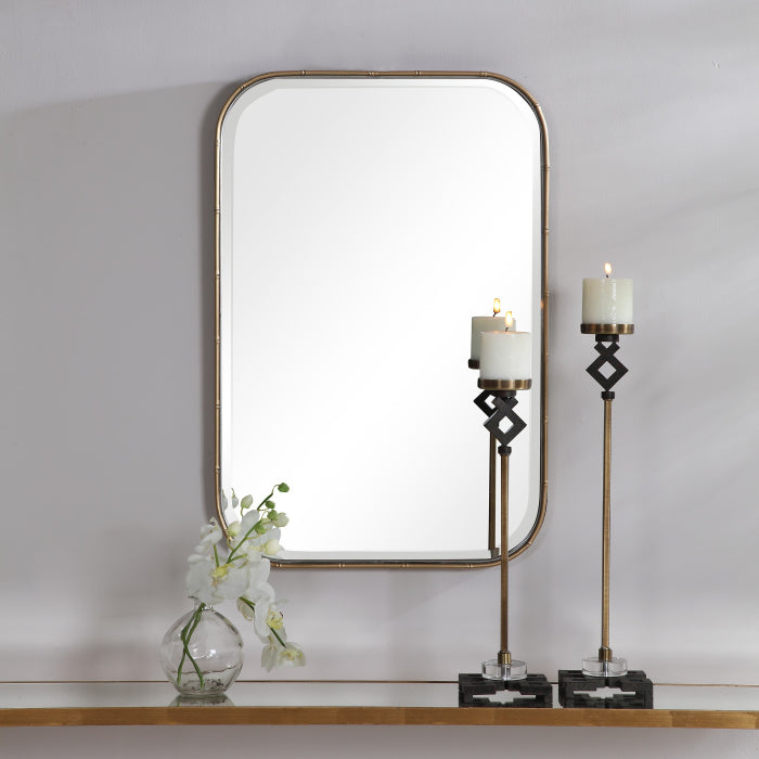 Uttermost Malay Rectangular Mirror in Antique Gold