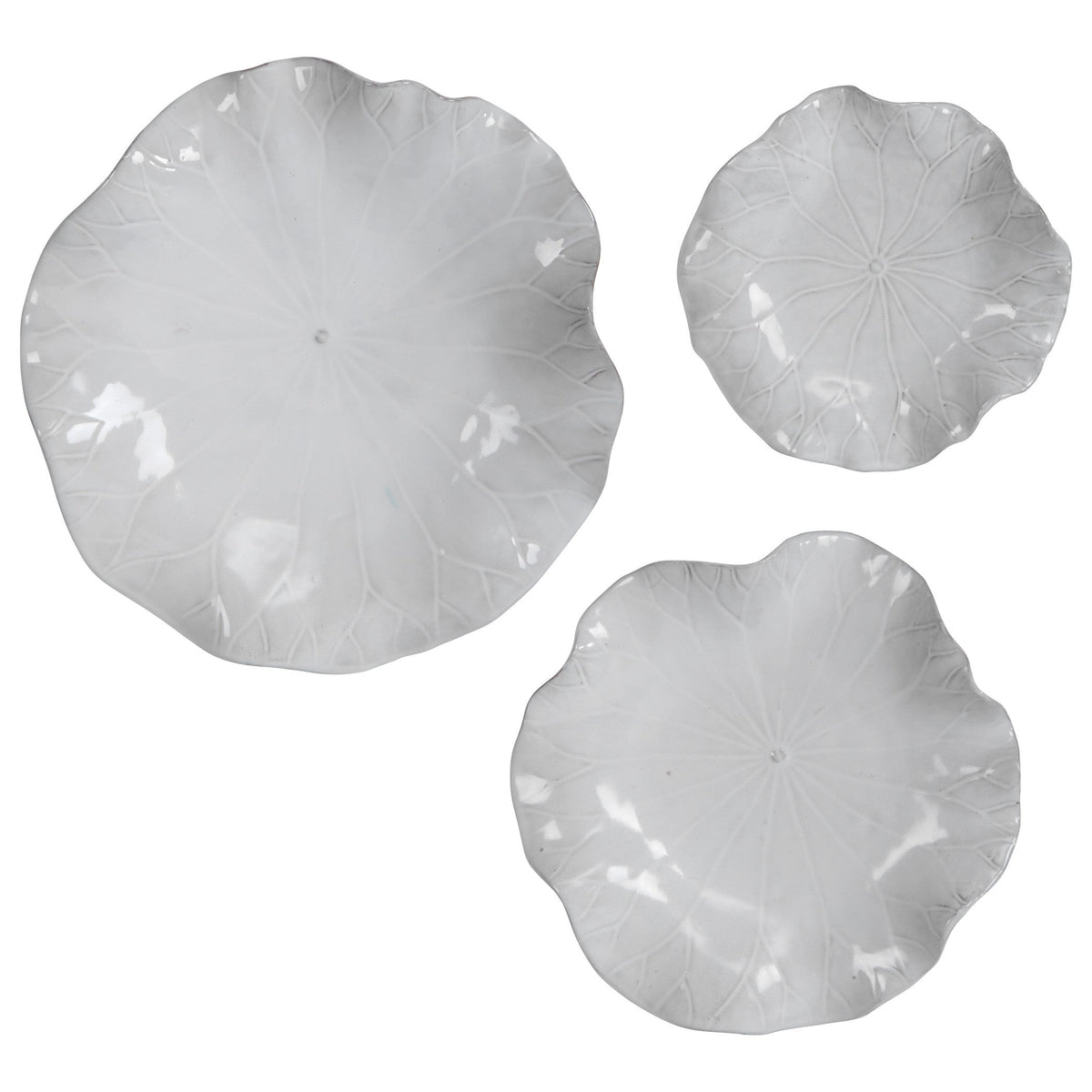 Abella Ceramic Wall-Mounted Bowls in White - Set of 3