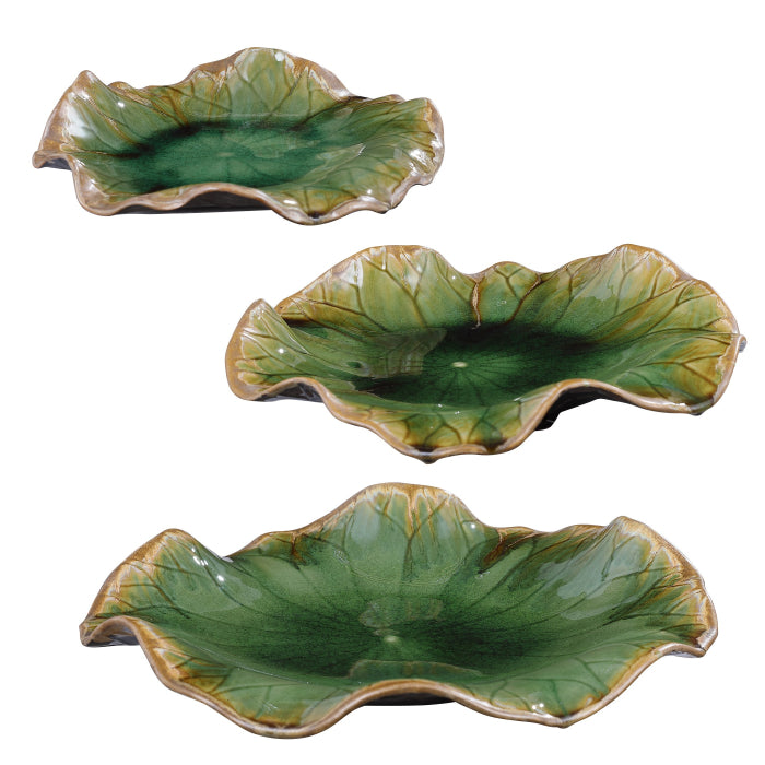 Uttermost Abella Ceramic Wall-Mounted Bowls in Green - Set of 3