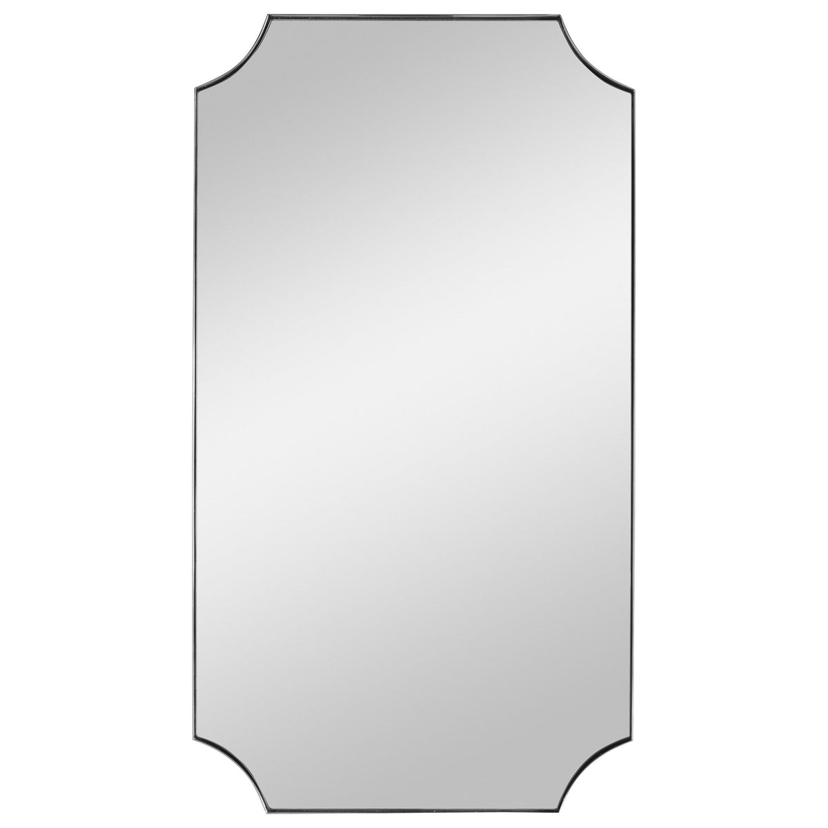 Lennox Scalloped Corner Mirror in Polished Nickel