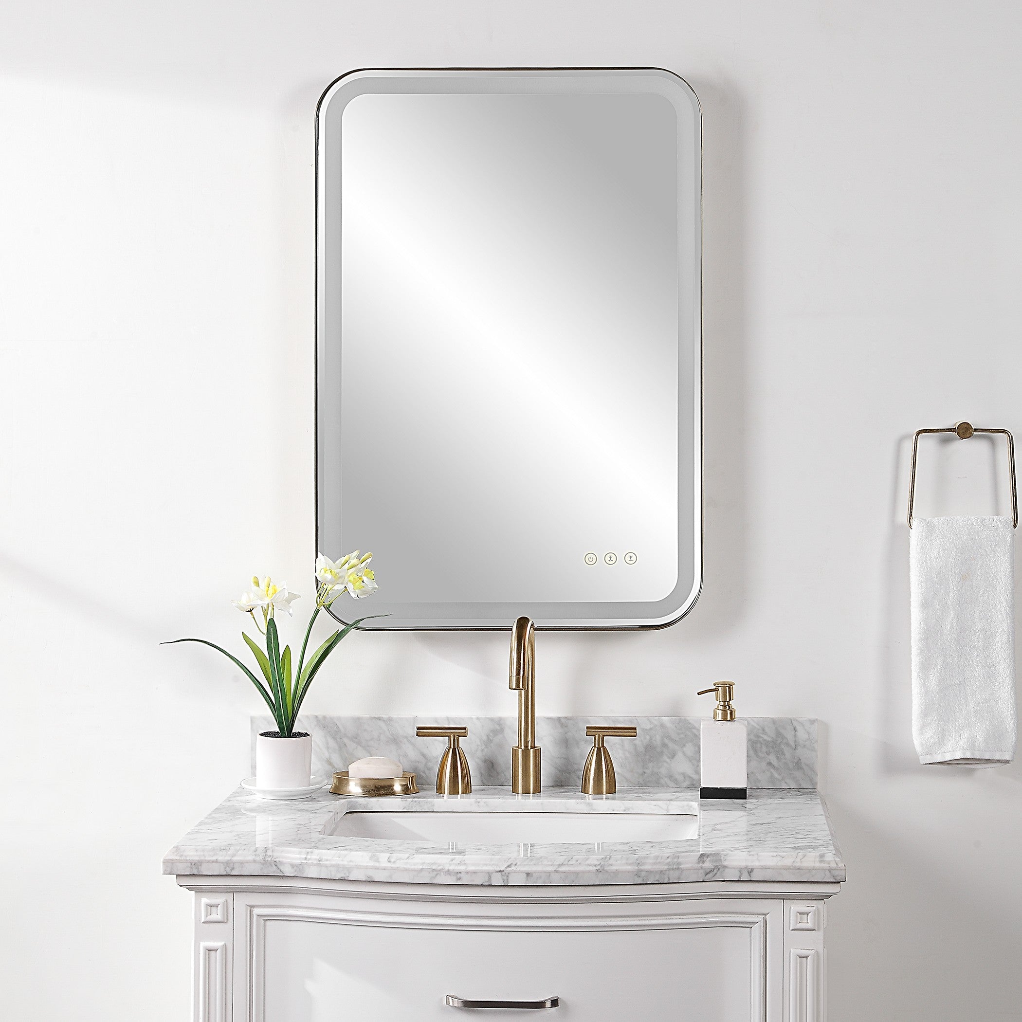 Uttermost Crofton Rectangular Light Up Mirror in Black