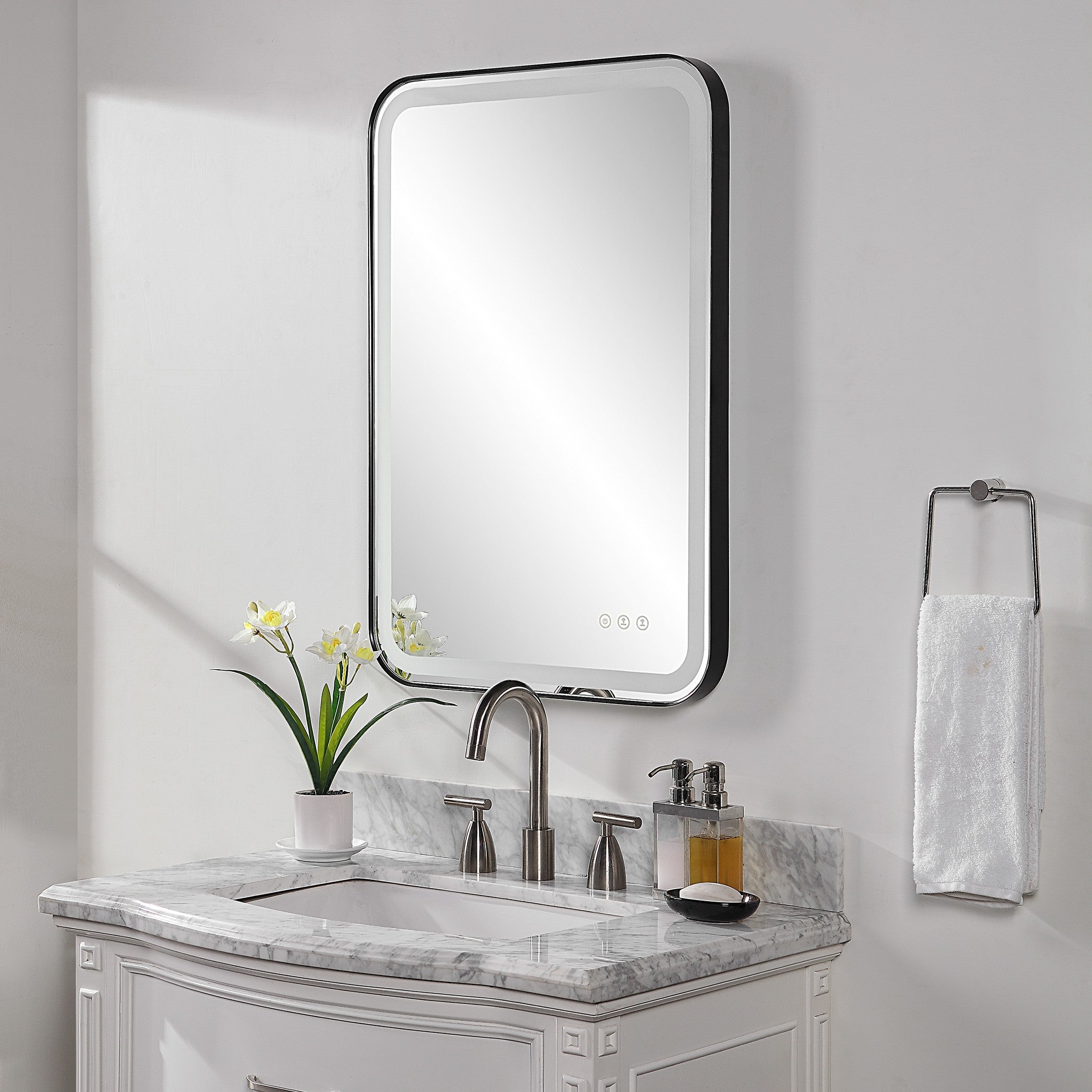 Uttermost Crofton Rectangular Light Up Mirror in Black