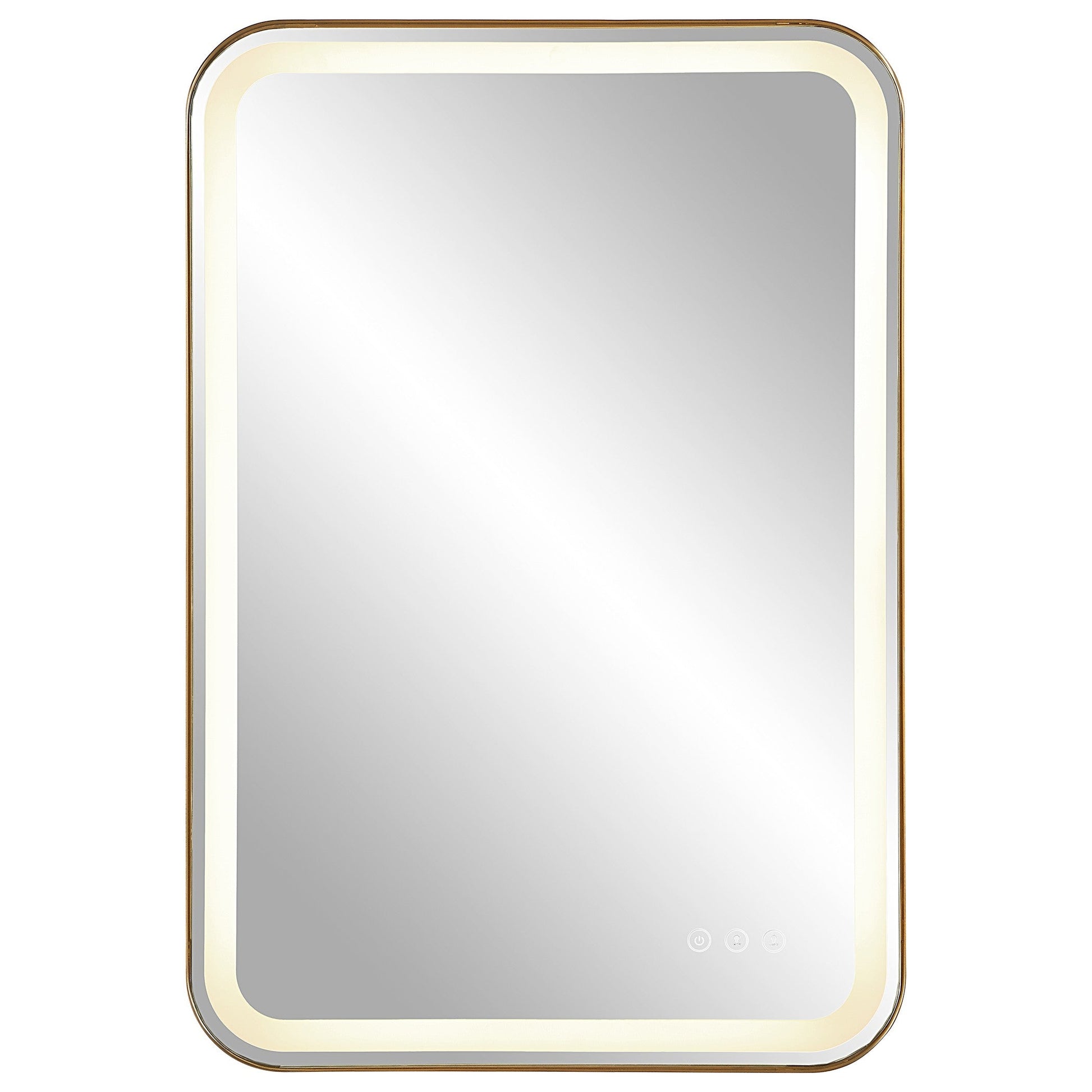  Crofton Lighted Brass Vanity Mirror