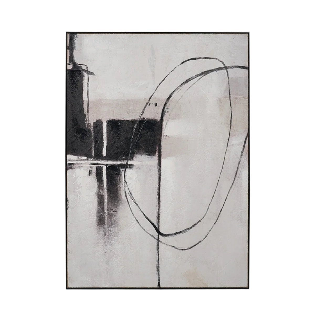 Monochrome Abstract Canvas with Black Frame - Pacific Lifestyle Wall Art