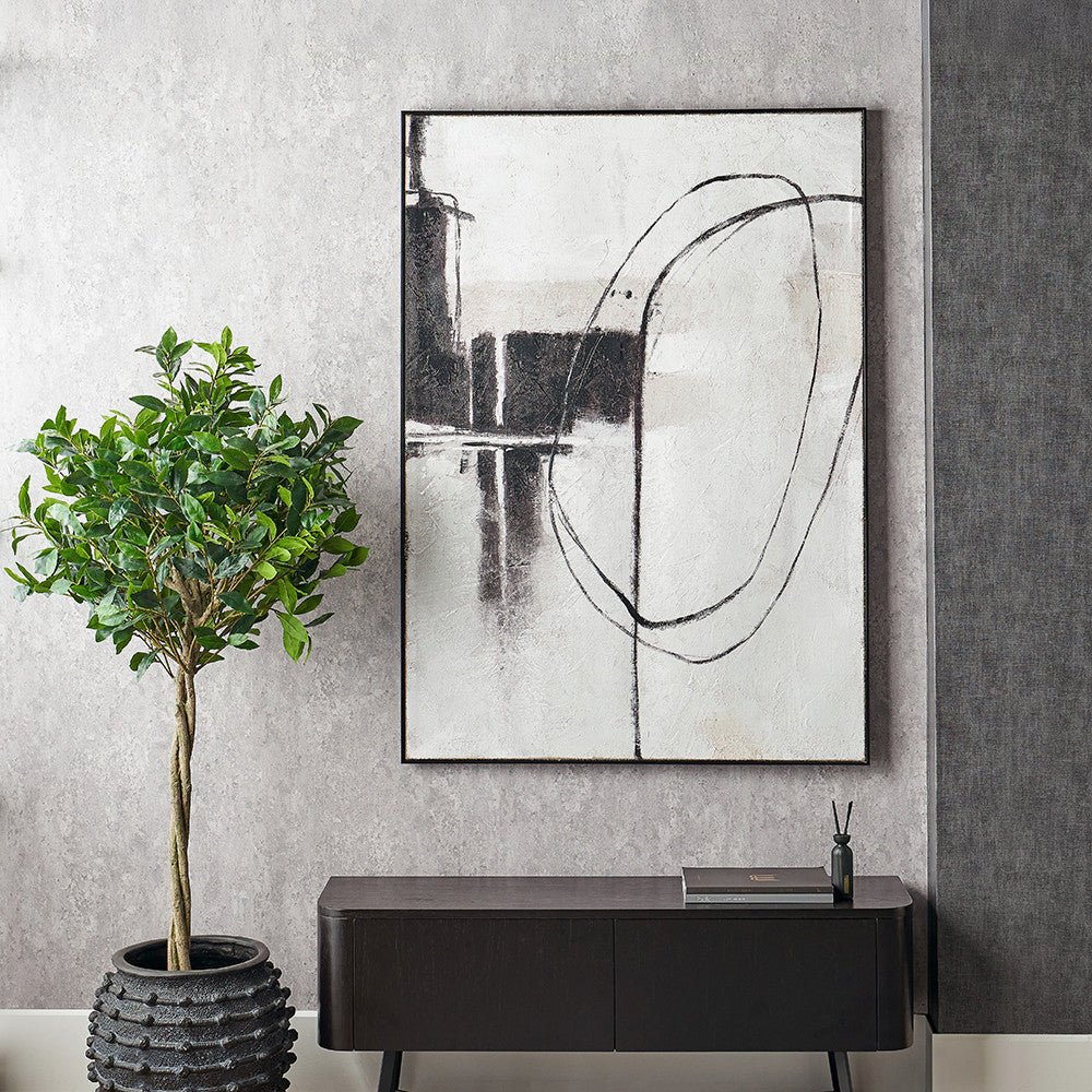 Monochrome Abstract Canvas with Black Frame - Pacific Lifestyle Wall Art