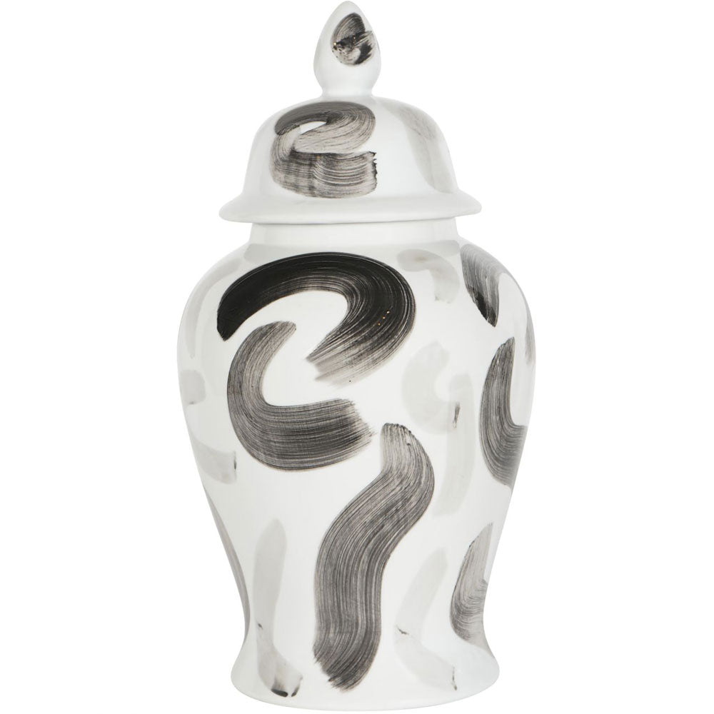 Monochrome Brush Swirl Large Ginger Jar