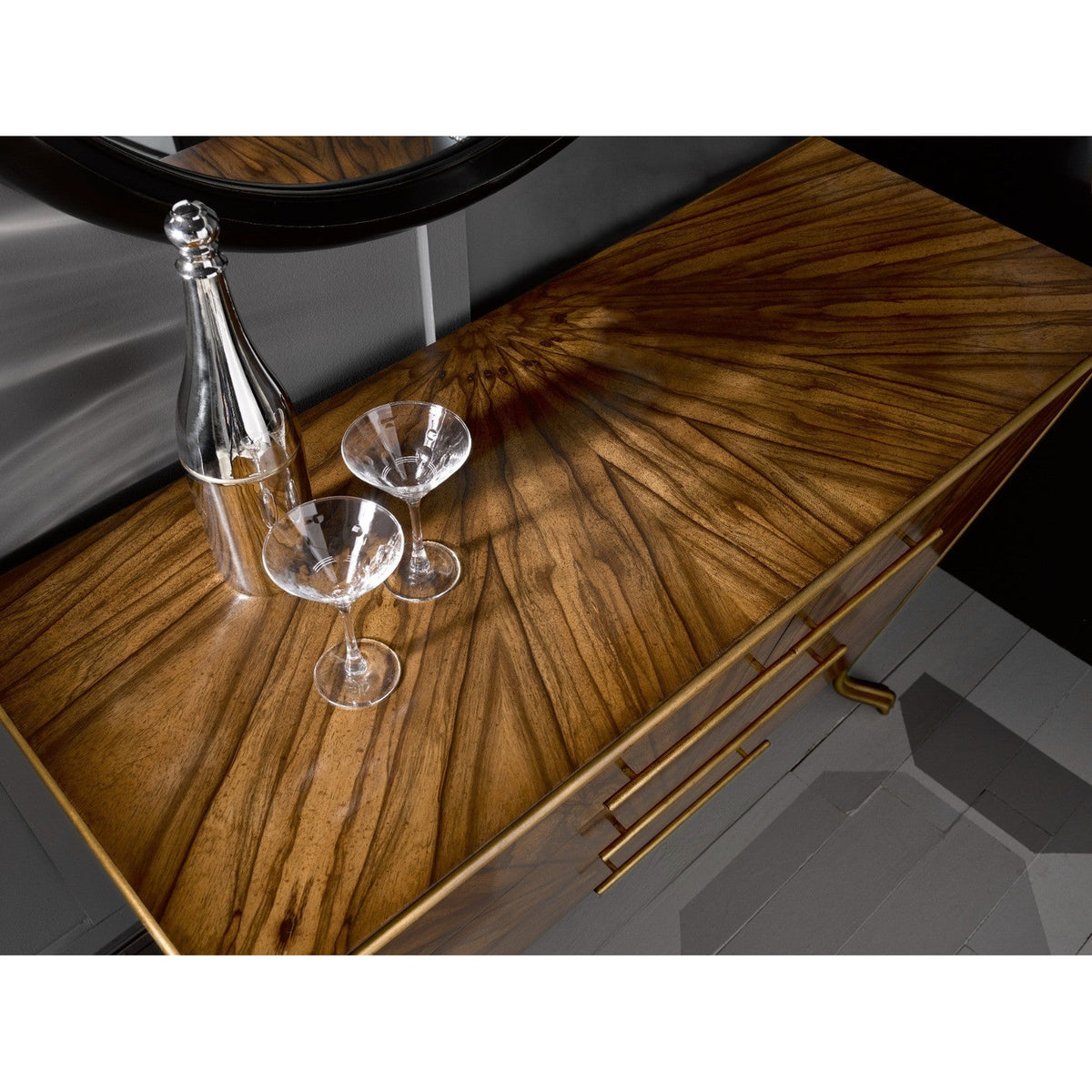 Jonathan Charles Argentinian Walnut Veneered Tapering Chest of Drawers
