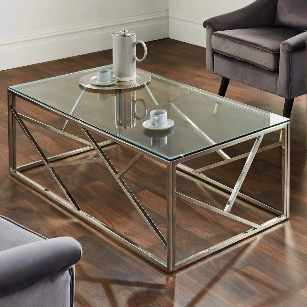 Native Home Geometric Silver Coffee Table Coffee Table