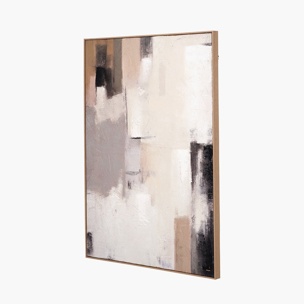 Natural and Grey Textured Abstract Canvas with Natural Frame - Pacific Lifestyle Wall Art