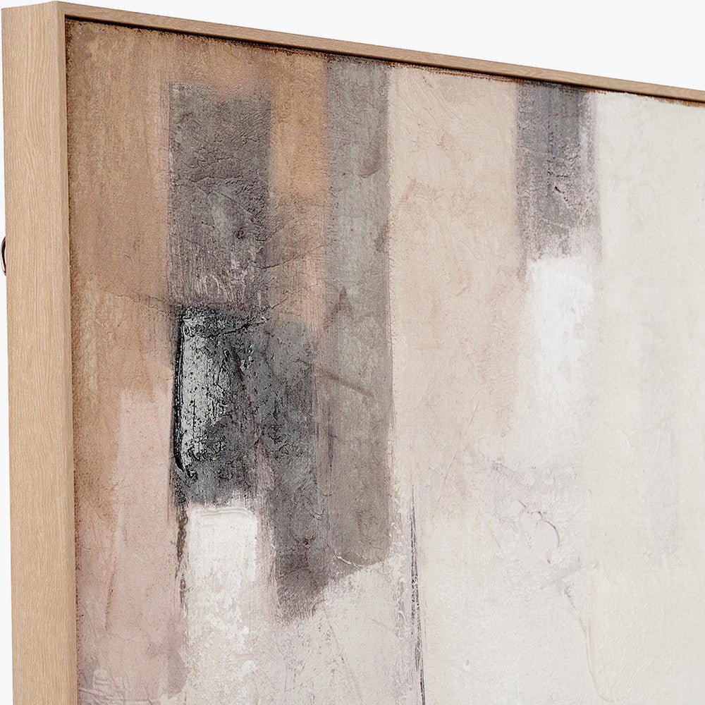 Natural and Grey Textured Abstract Canvas with Natural Frame - Pacific Lifestyle Wall Art