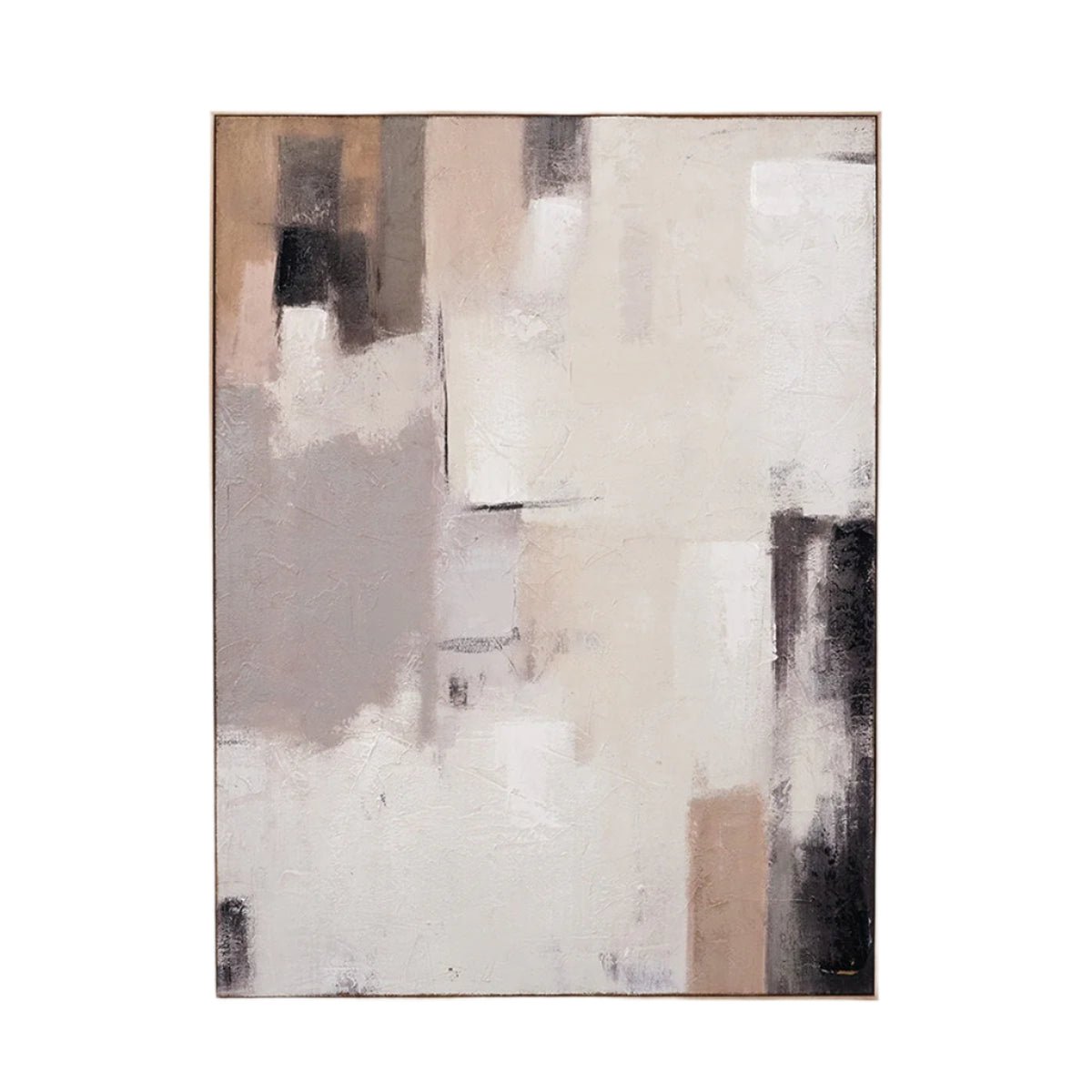 Natural and Grey Textured Abstract Canvas with Natural Frame - Pacific Lifestyle Wall Art