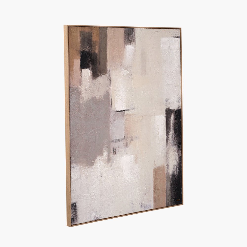 Natural and Grey Textured Abstract Canvas with Natural Frame - Pacific Lifestyle Wall Art