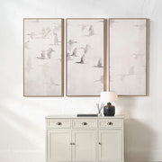 Natural and White Birds Canvases with Natural Frames Set of 3 - Pacific Lifestyle  Nicholas John Interiors