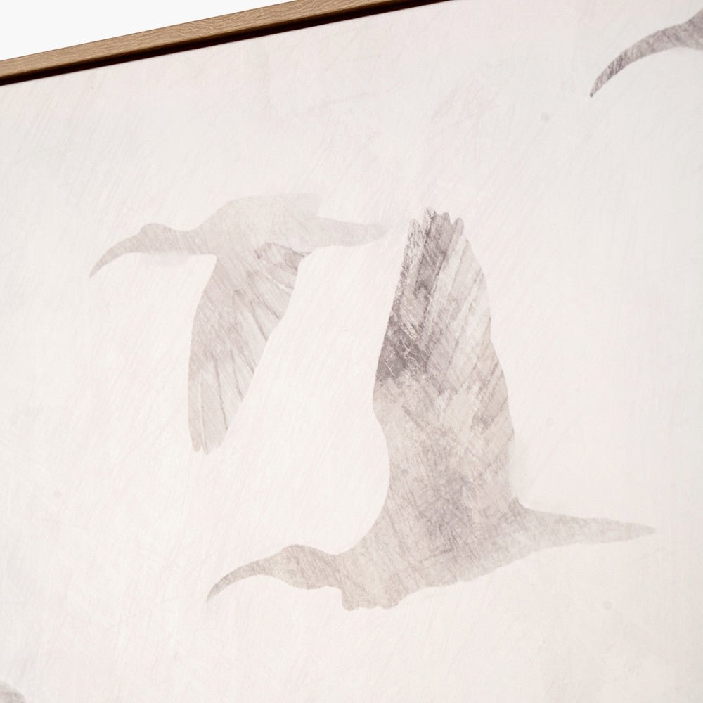 Natural and White Birds Canvases with Natural Frames Set of 3 - Pacific Lifestyle Wall Art