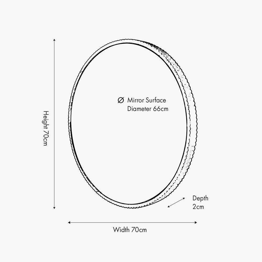 Natural Oak Wood Veneer Textured Edge Round Wall Mirror - Pacific Lifestyle Wall Mirrors