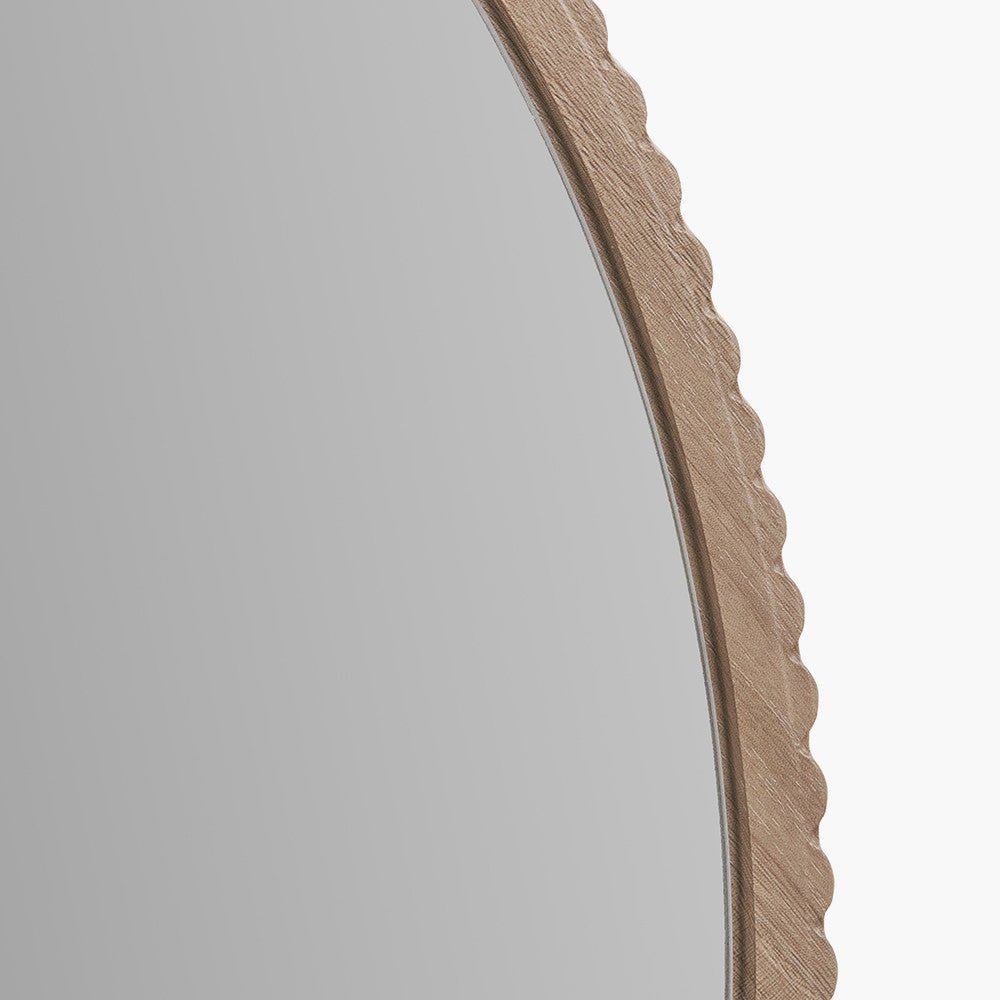 Natural Oak Wood Veneer Textured Edge Round Wall Mirror - Pacific Lifestyle Wall Mirrors
