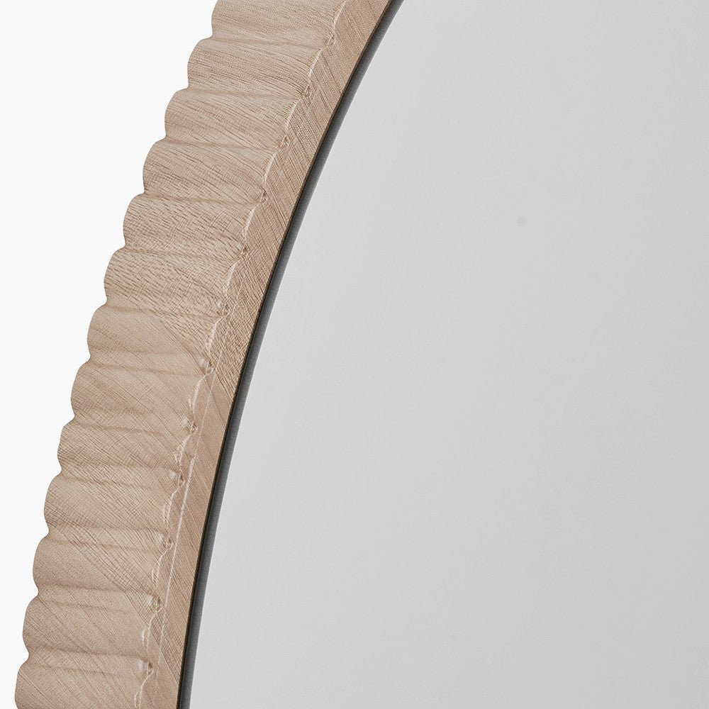 Natural Oak Wood Veneer Textured Edge Round Wall Mirror - Pacific Lifestyle Wall Mirrors