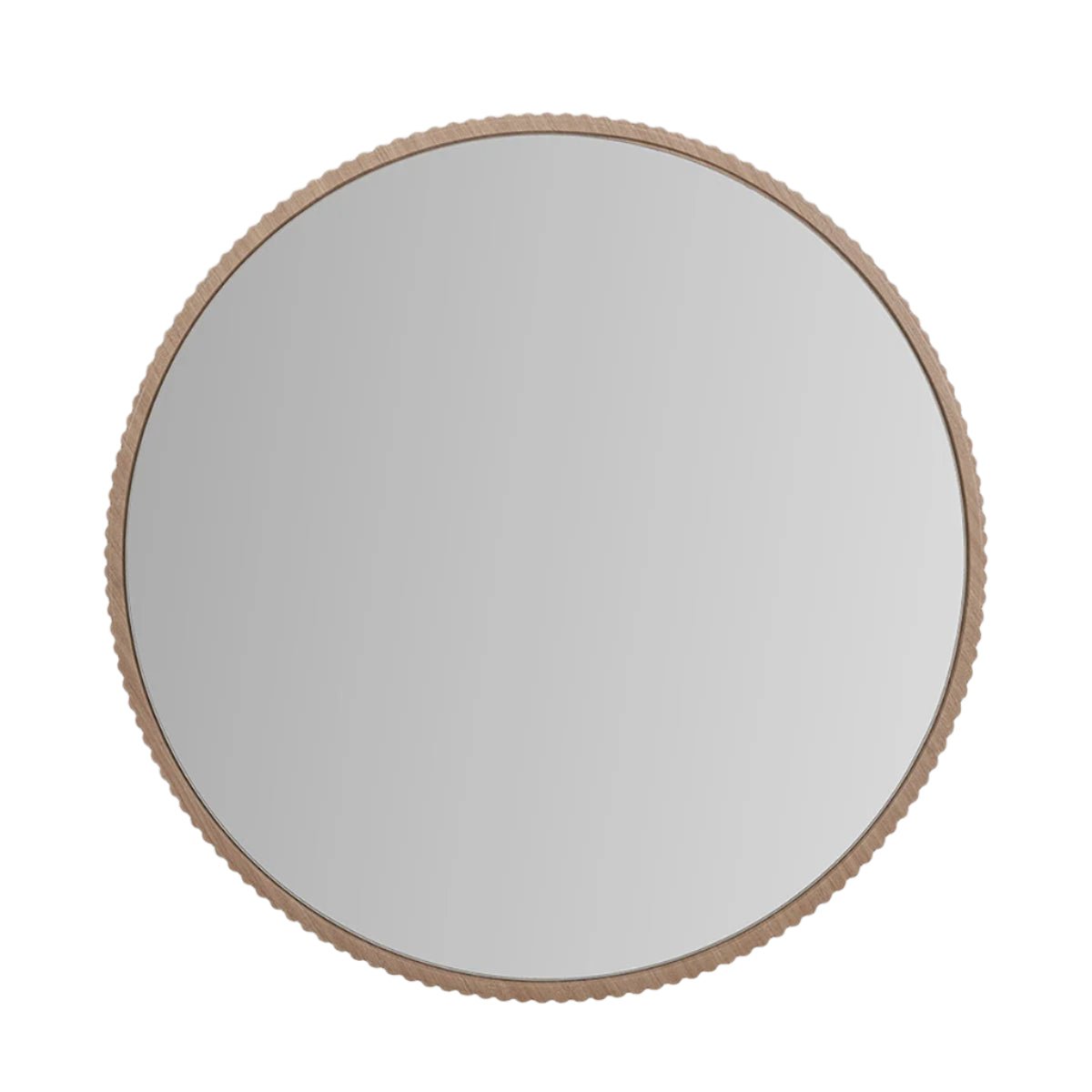Natural Oak Wood Veneer Textured Edge Round Wall Mirror - Pacific Lifestyle Wall Mirrors