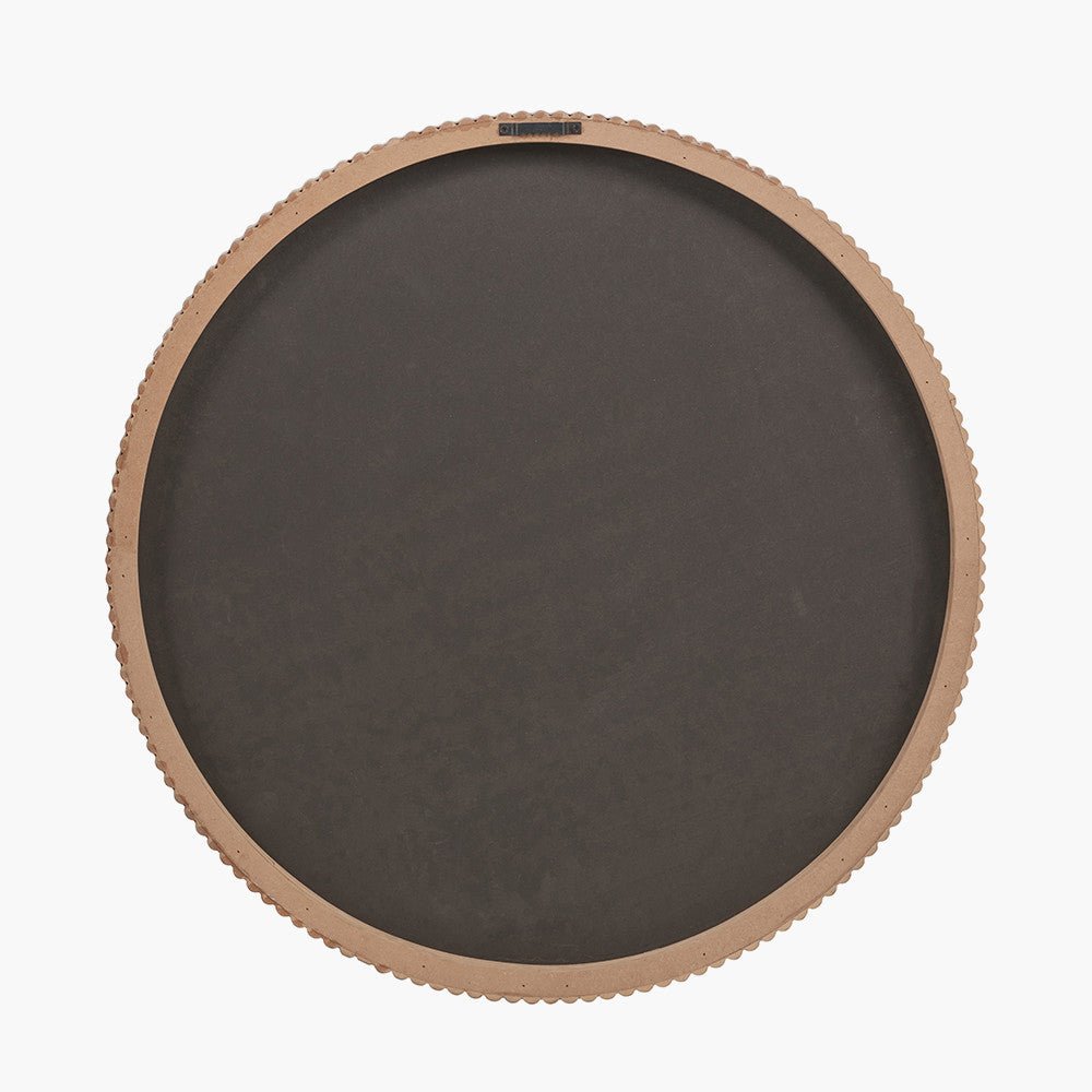 Natural Oak Wood Veneer Textured Edge Round Wall Mirror - Pacific Lifestyle Wall Mirrors
