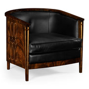 Jonathan Charles Biedermeier Mahogany Tub Chair in Black Leather