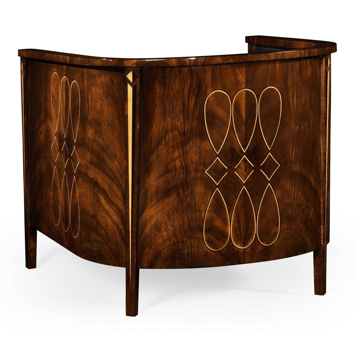 Jonathan Charles Biedermeier Mahogany Tub Chair in Black Leather