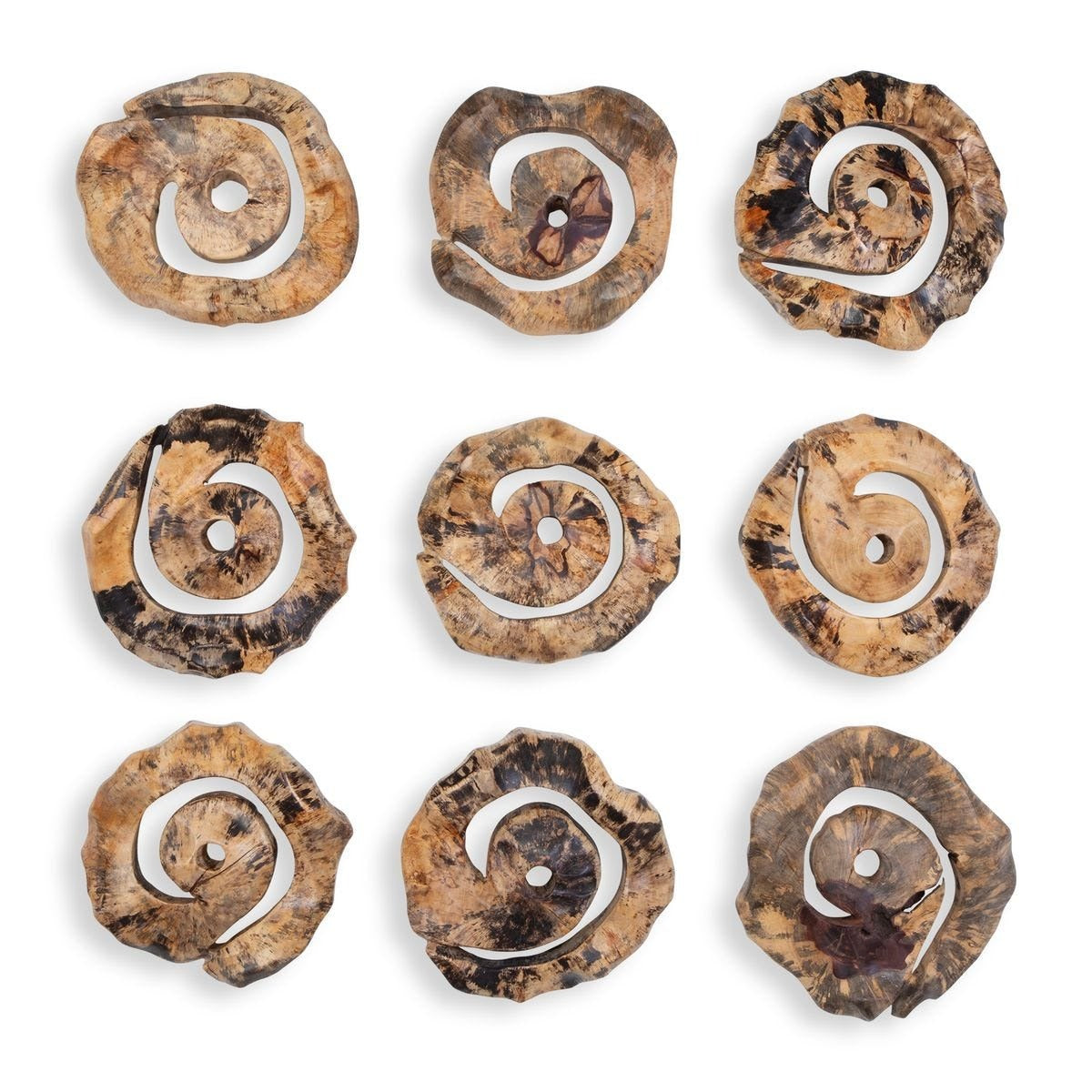 Corkscrew Wood Wall Décor Set of 9