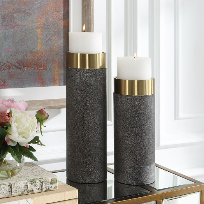 Uttermost Wessex Gray Candleholders, Set of 2