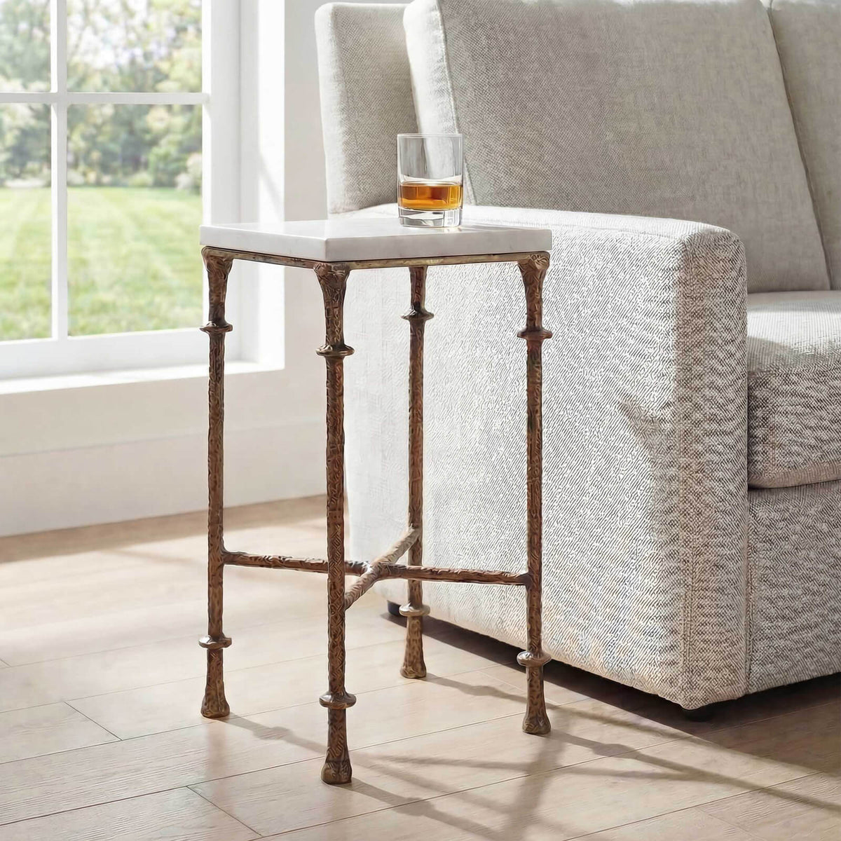 Uttermost Penelope Square Side Table in White Marble