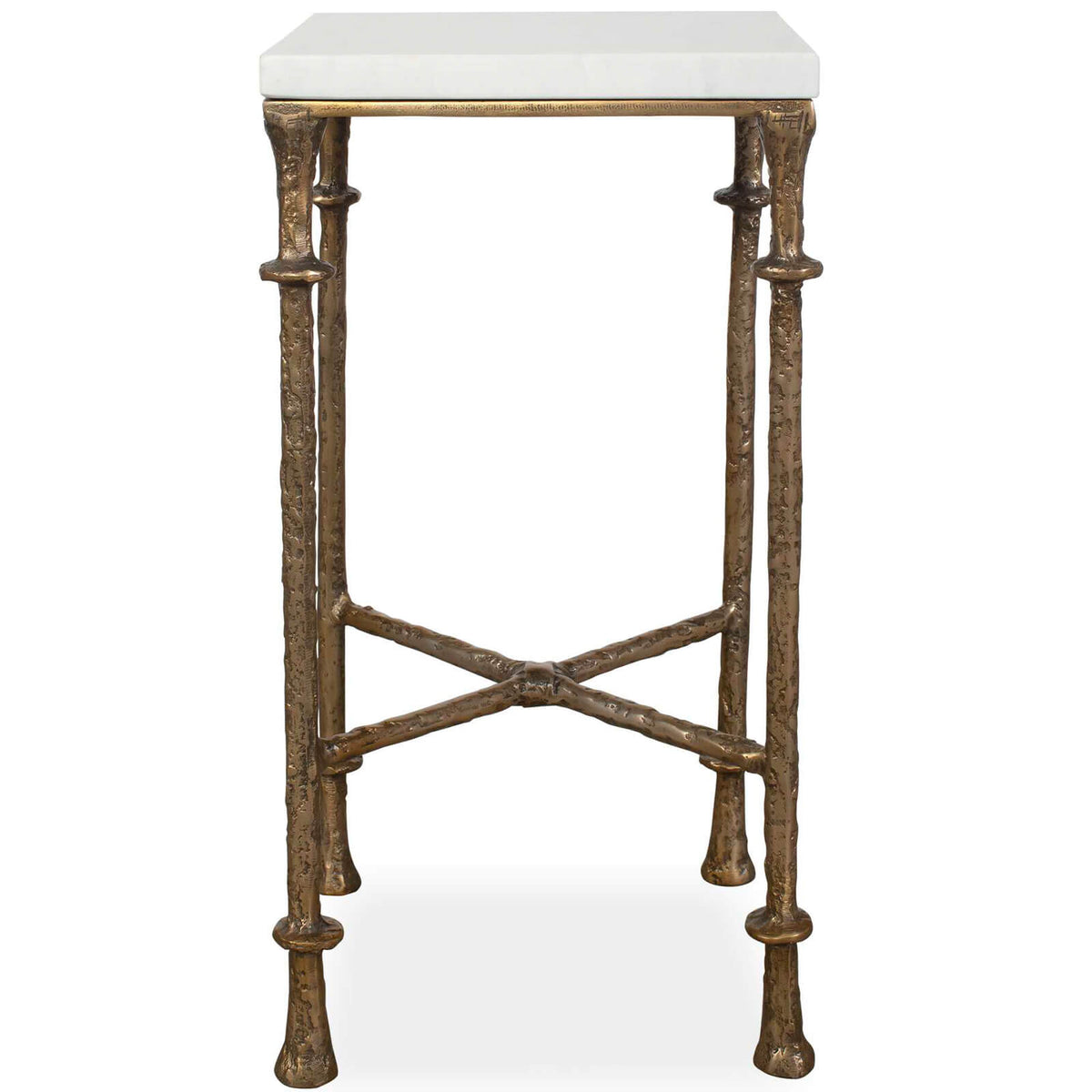 Penelope Square Side Table in White Marble