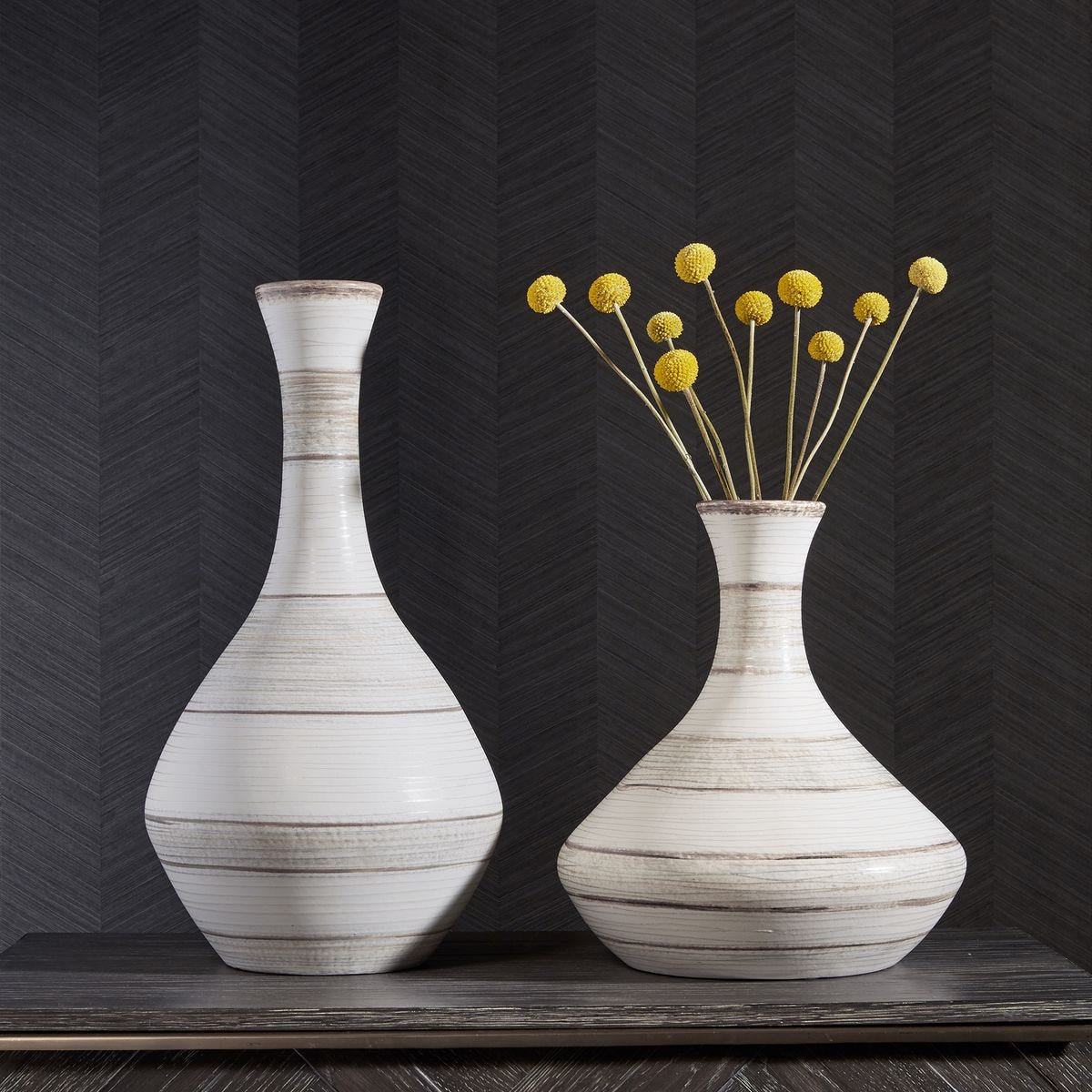 Uttermost Potter Indoor-Outdoor Fluted Striped Vases, Set of 2