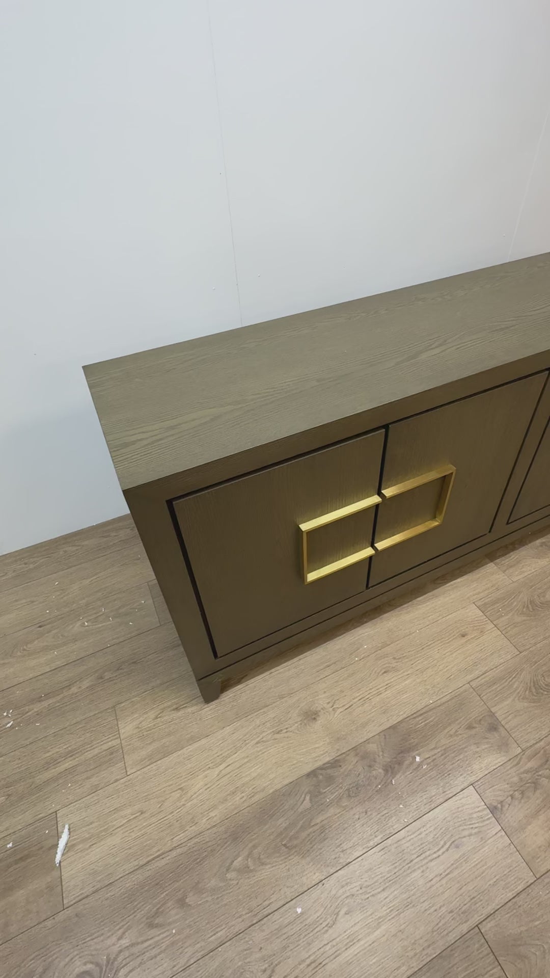 Load video: Berkeley Designs Lucca Sideboard in Grey/Taupe - OUTLET
