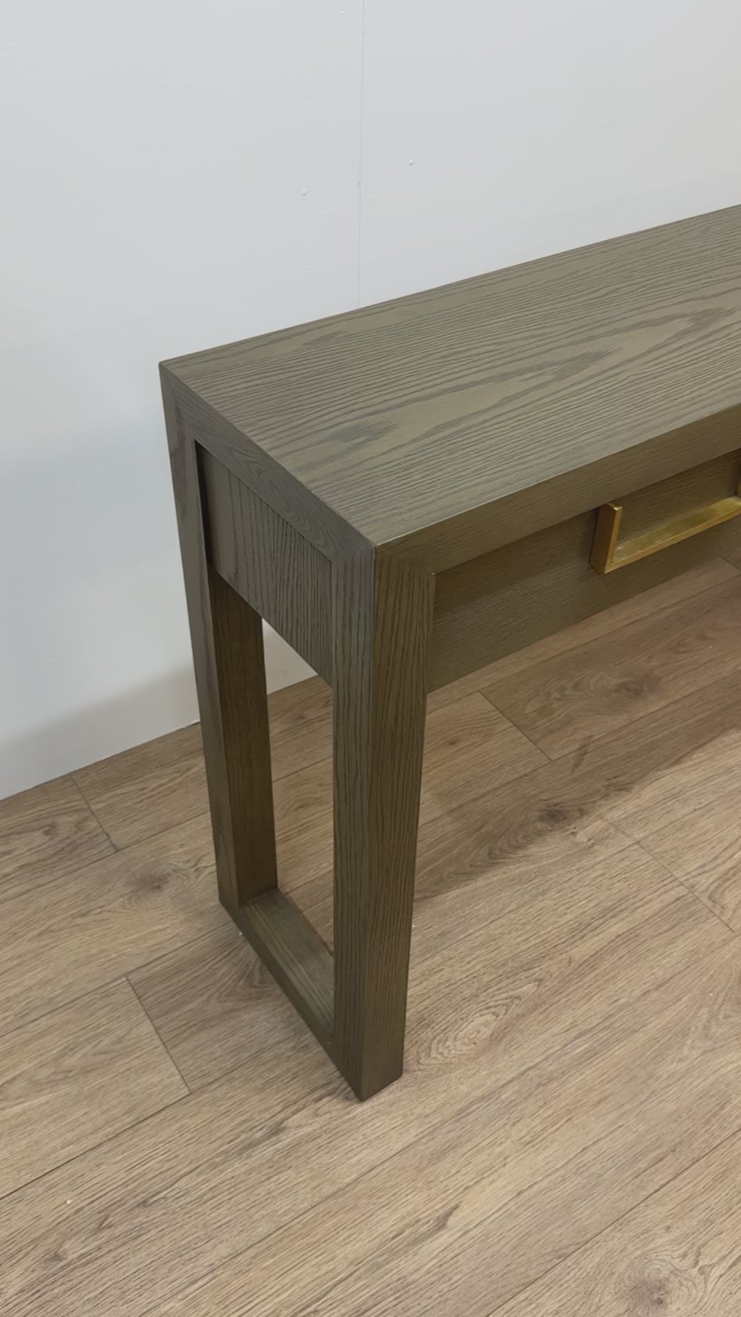 Load video: Berkeley Designs Lucca Console Table in Grey/Taupe - OUTLET