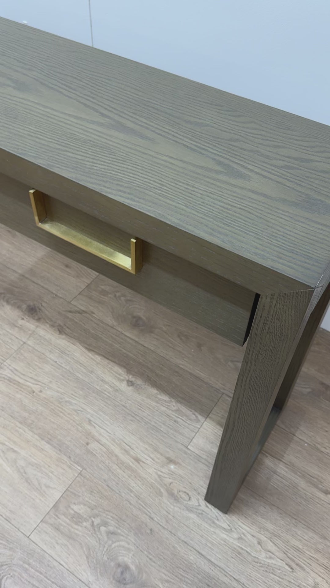 Load video: Berkeley Designs Lucca Console Table in Grey/Taupe - OUTLET
