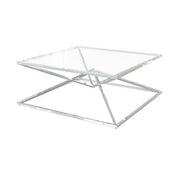 Prizma Glass and Stainless Steel Coffee Table   Nicholas John Interiors