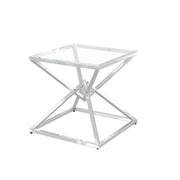 Prizma Glass and Stainless Steel Side Table   Nicholas John Interiors