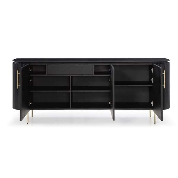Tommy Franks Lantine Buffet in Black Oak & Brass   Nicholas John Interiors
