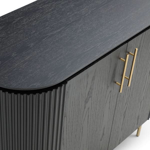Tommy Franks Lantine 2 Door Cabinet in Black Oak & Brass   Nicholas John Interiors