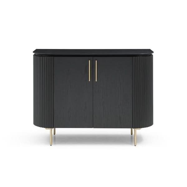 Tommy Franks Lantine 2 Door Cabinet in Black Oak & Brass   Nicholas John Interiors