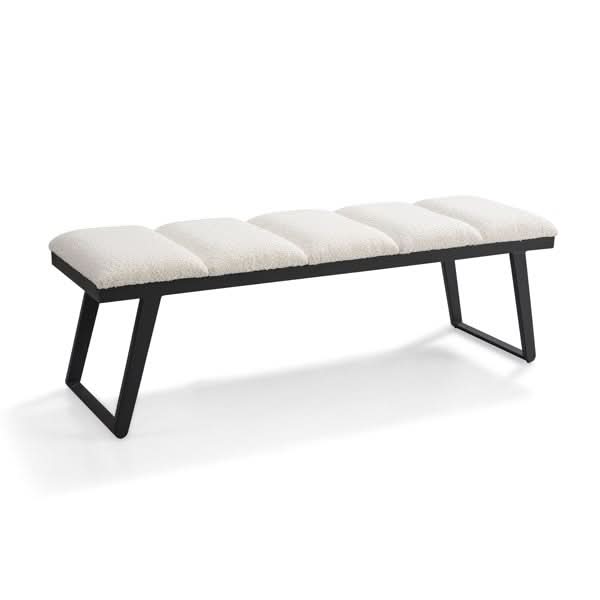 Tommy Franks Ponce Bench - Chex Polar Bouclé   Nicholas John Interiors