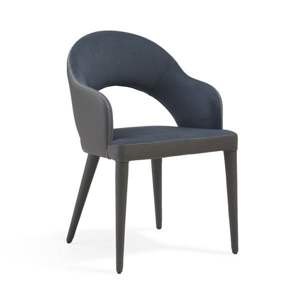 Tommy Franks Jiva Dining Chair - Nappa Midnight Blue & Grey   Nicholas John Interiors