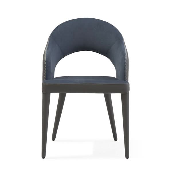 Tommy Franks Jiva Dining Chair - Nappa Midnight Blue & Grey   Nicholas John Interiors