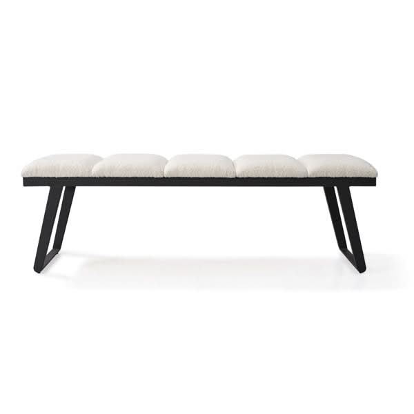 Tommy Franks Ponce Bench - Chex Polar Bouclé   Nicholas John Interiors