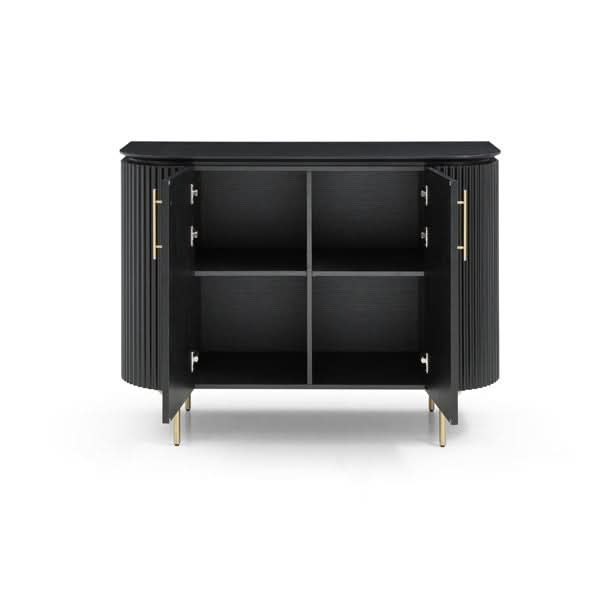 Tommy Franks Lantine 2 Door Cabinet in Black Oak & Brass   Nicholas John Interiors