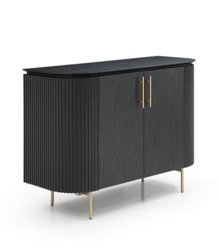 Tommy Franks Lantine 2 Door Cabinet in Black Oak & Brass   Nicholas John Interiors