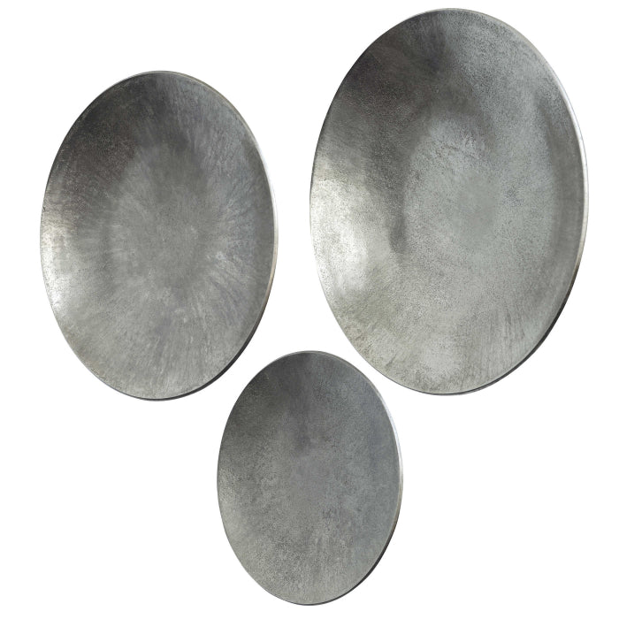 Uttermost Aitana Metal Wall-Mounted Bowls in Silver - Set of 3