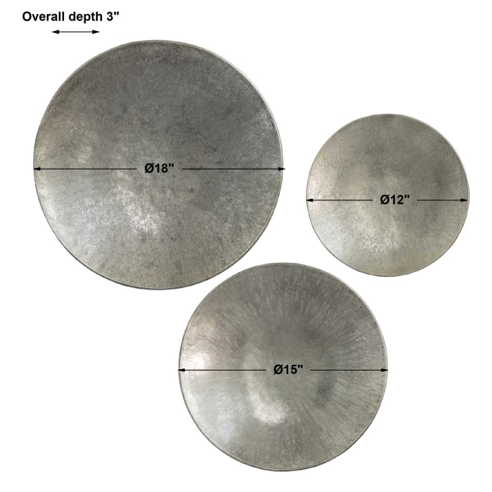 Uttermost Aitana Metal Wall-Mounted Bowls in Silver - Set of 3